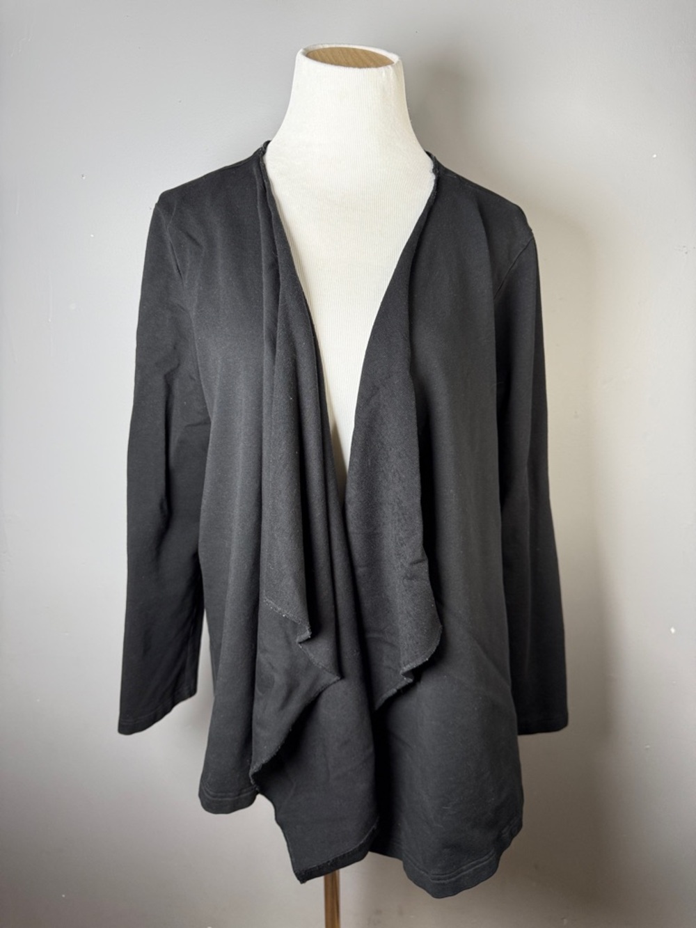 Black Draped Open Front Cardigan